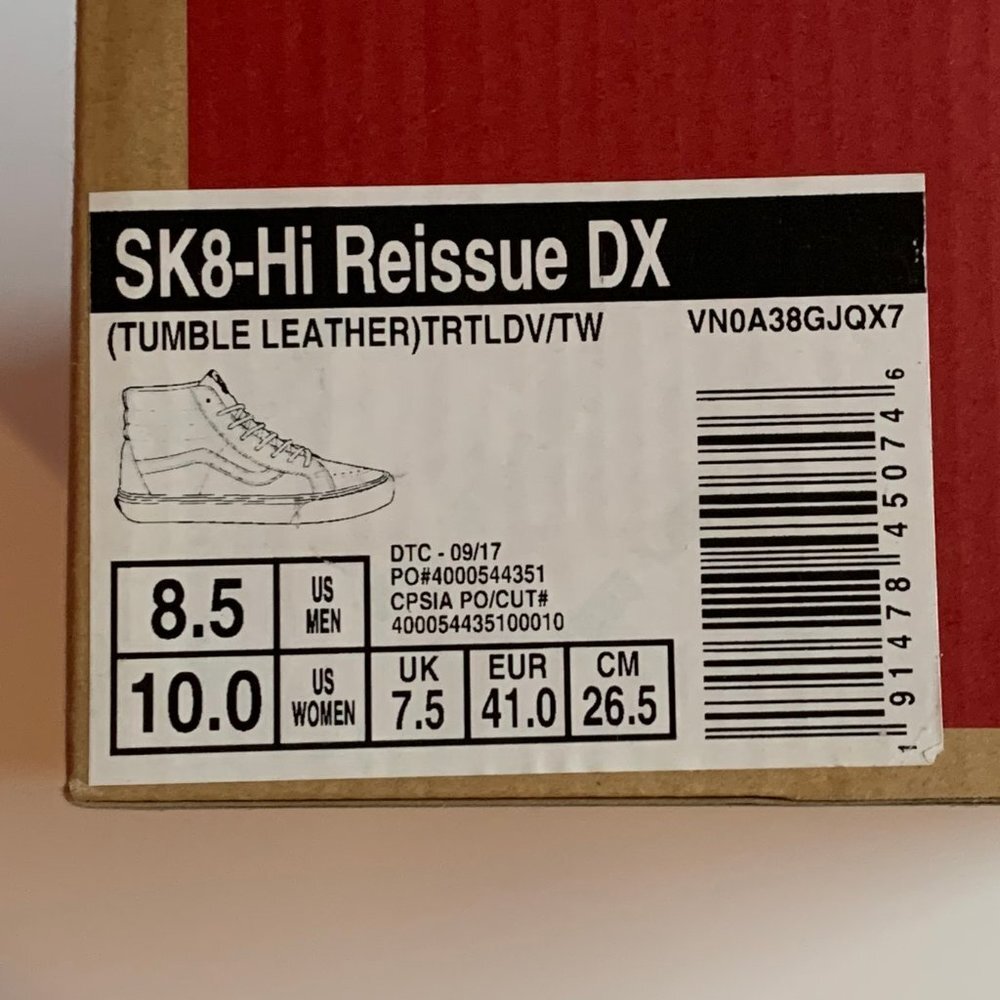 VANS SK8-HI REISSUE DX Ivory/White Tumble Leather - Picture 3 of 3